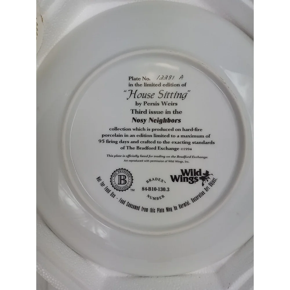 VTG House Sitting Cat Plate Bradford Exchange Nosy Neighbors‎ by Persis Weirs